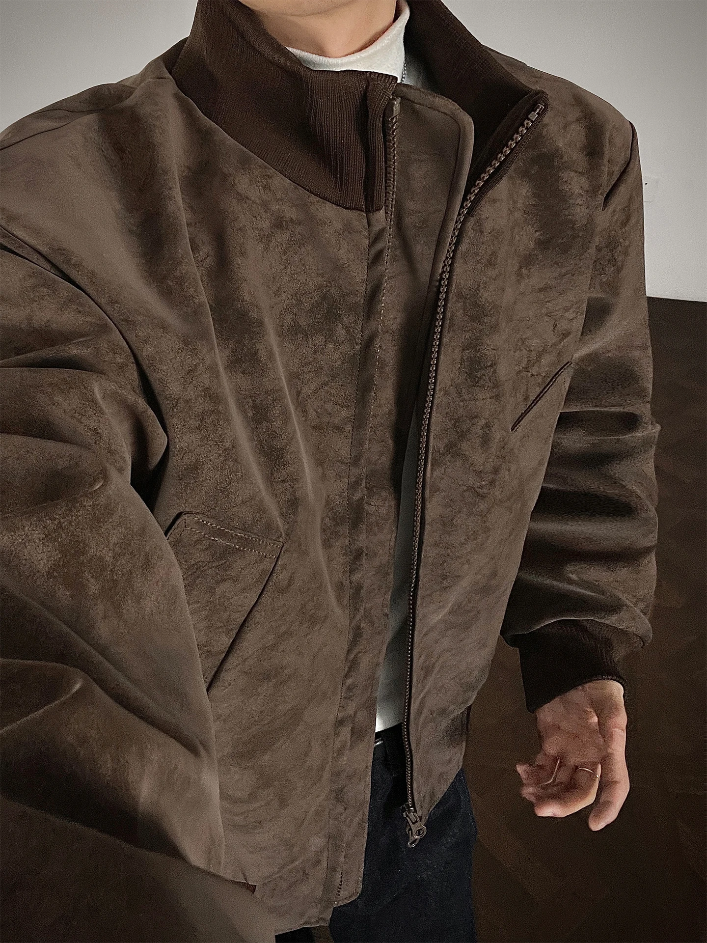 

American Sle Thiened Leather Jaet Men's Winter Fce Lined Warm Cool Winter Clothes Men's Cotton Coat Men's Jaet