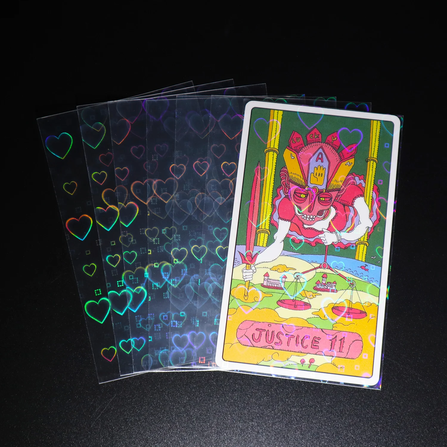 

80 PCS Cute Holographic Tarot Cards Foil Shinny Laser Heart Shaped Holo Oracle Card Sleeves Fit Standard Tarot Cards Protectors