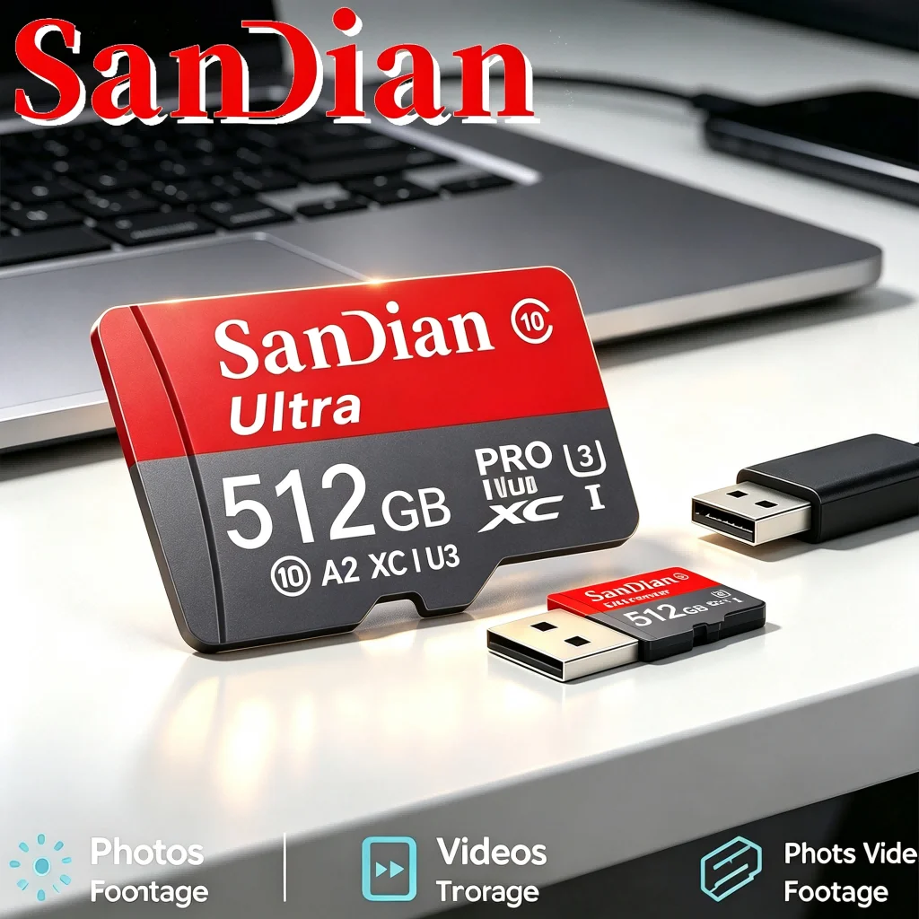 Ultra-High SD Cards 512GB TF Cards 128GB Memory Card 32GB Micro TF SD Card Drop Proof U1 UHS-I U3 for CCTV/Laptop/E-Reader