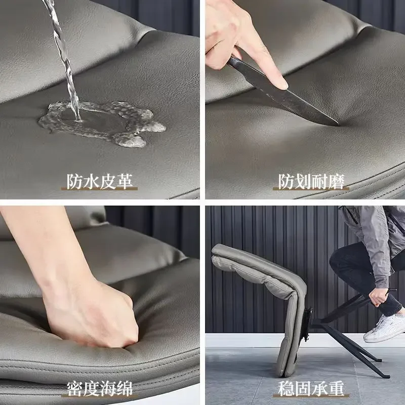 Simple modern back chair, light luxury Nordic, rotatable dining chair, household casual leather stool, dining table