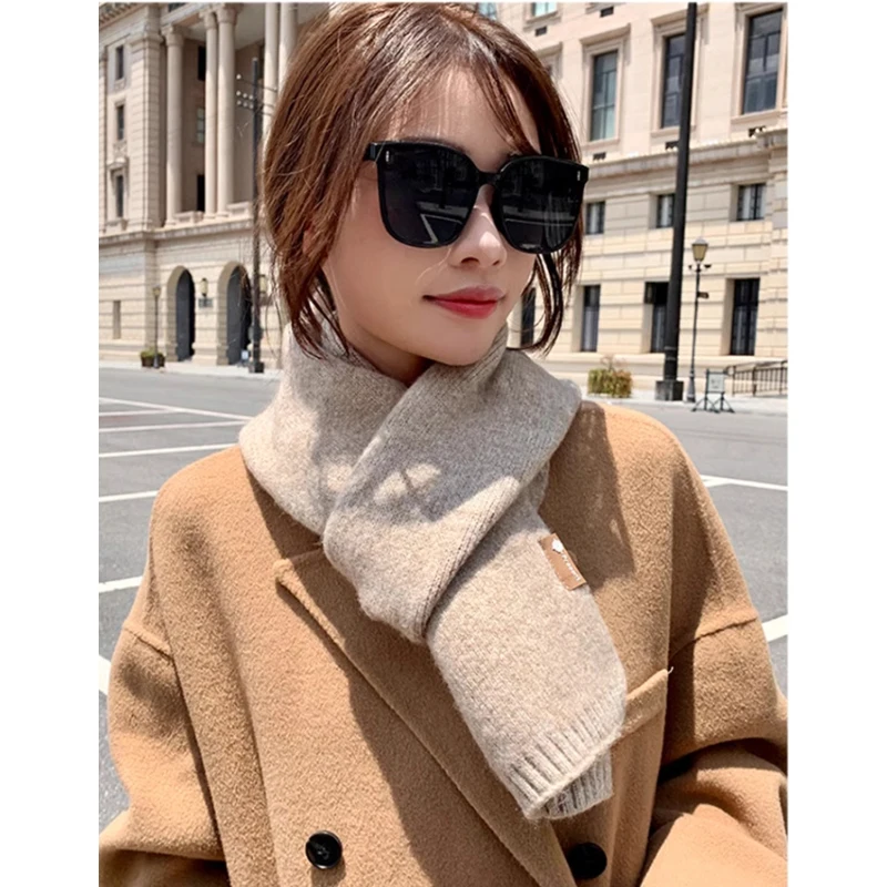 2023 Korea Cashmere Scarf Women\'s Autumn Winter Fashion Popular Knitted Thicke Warm Soft Scarf Office Lady Elegant Female Shawl