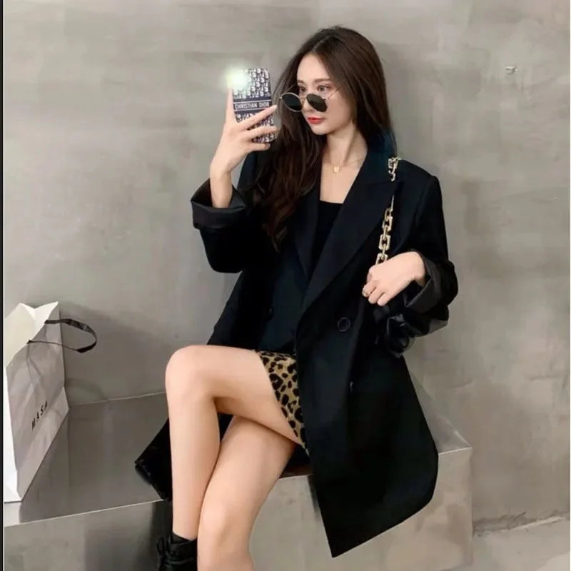

Korean Women Long Sleeves Suit Jacket Spring Autumn Lady Leisure Blazer Coat 2025 Female Fashion Solid Color Loose Tops Outwear