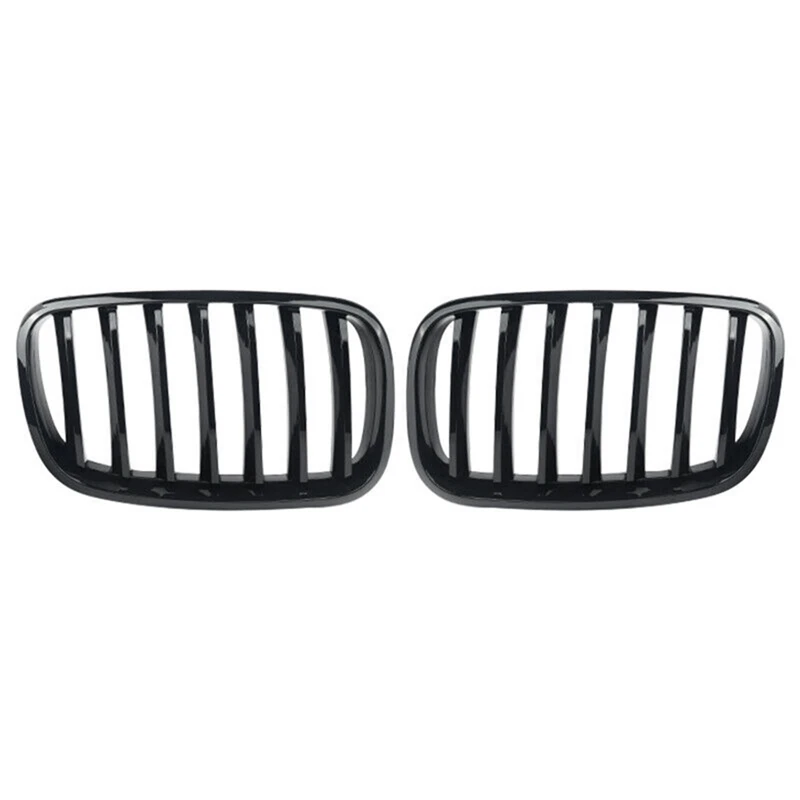 

1 Pair Front Hood Kidney Grille Grill For BMW X5 X6 E70 E71 2007-2013 Accessories Parts Glossy Black 51137157687 51137157688