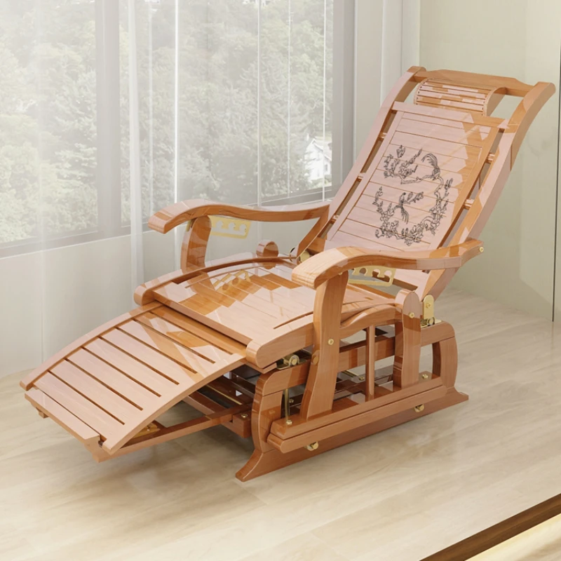 Shake chair for summer cooling, lunch break, household use, adult all bamboo reinforced, elderly sitting and lying dual-purpose