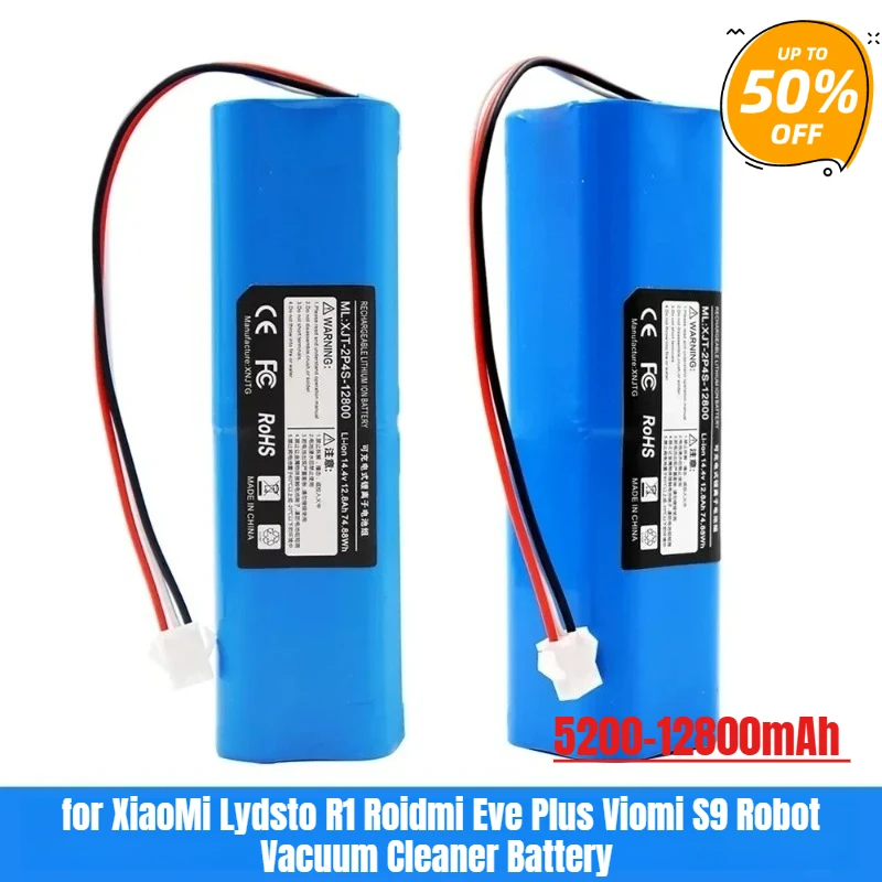 

5200-12800mAh for XiaoMi Lydsto R1 Roidmi Eve Plus Viomi S9 Robot Vacuum Cleaner Battery Pack