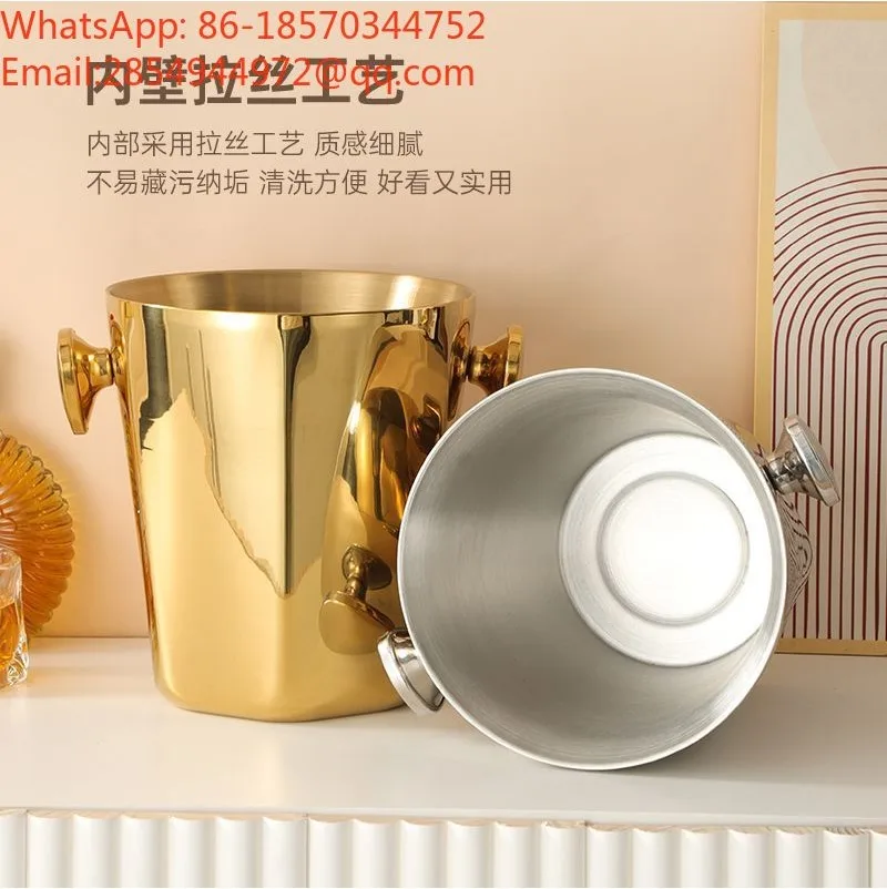 Thickened Stainless Steel Champagne Bucket with Stand, Bar Red Wine, Beer, Ice Bucket Set