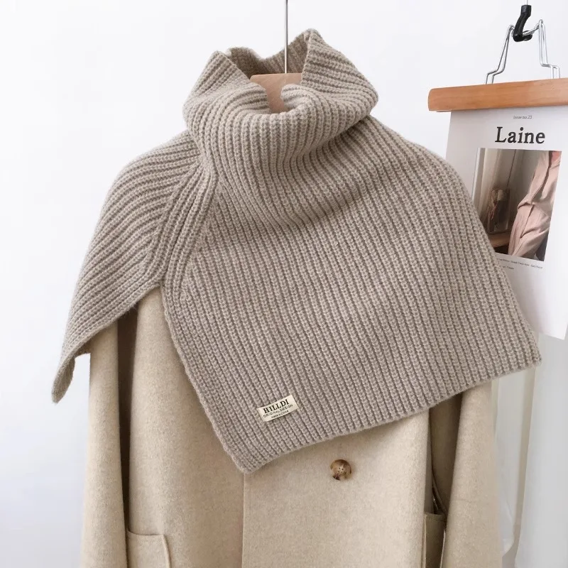 

Fashion Asymmetrical Pullover Sweater Shawl High Neck Warm Knitted Cape for Women Winter Shoulder Protection Cold Resistant