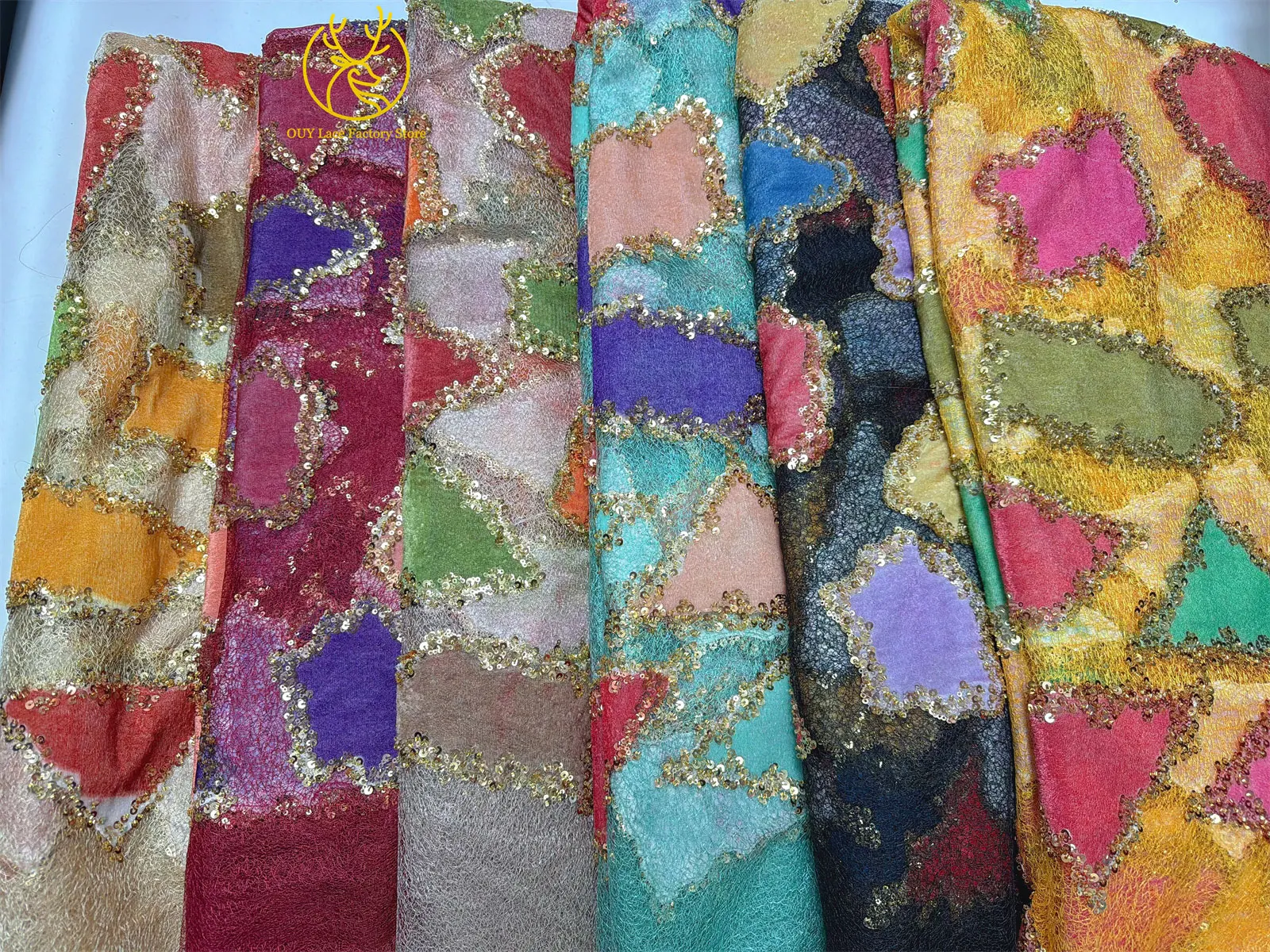 5 Yards Luxuriöser Afrikanischer Pailletten-Spitzenstoff 2026 Hochwertige Nigerianische Perlen-Spitze Französischer Tüll-Spitzenstoff für Partykleider und Näharbeiten – Detail 3