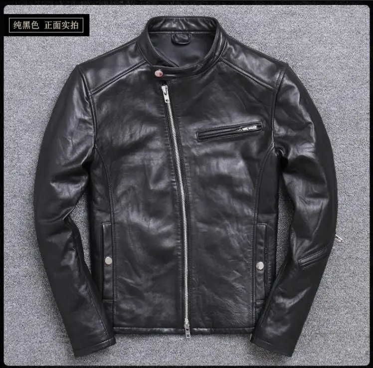 

YR!Free shipping.Wholesales.Brand new motor biker style sheepskin jacket man.fashion genuine leather coat.slim jacket