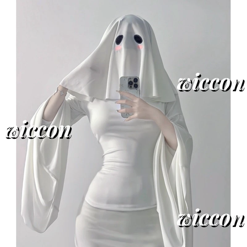 Fantasma Feminino Cosplay Fantasia, Halloween, Cara Assustada, Capa, Grito, Vestido Extravagante, Sexy, Fofo, Adulto