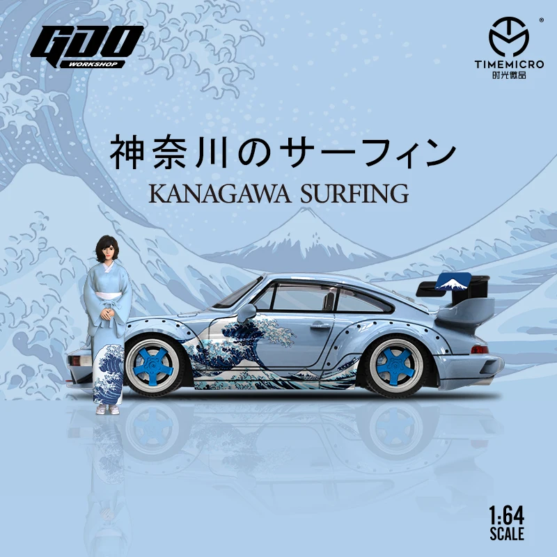 

TIME MICRO x GDO 1:64 RWB964 Diecast Collectible Car The Great Wave of Kanagawa Art Display Model