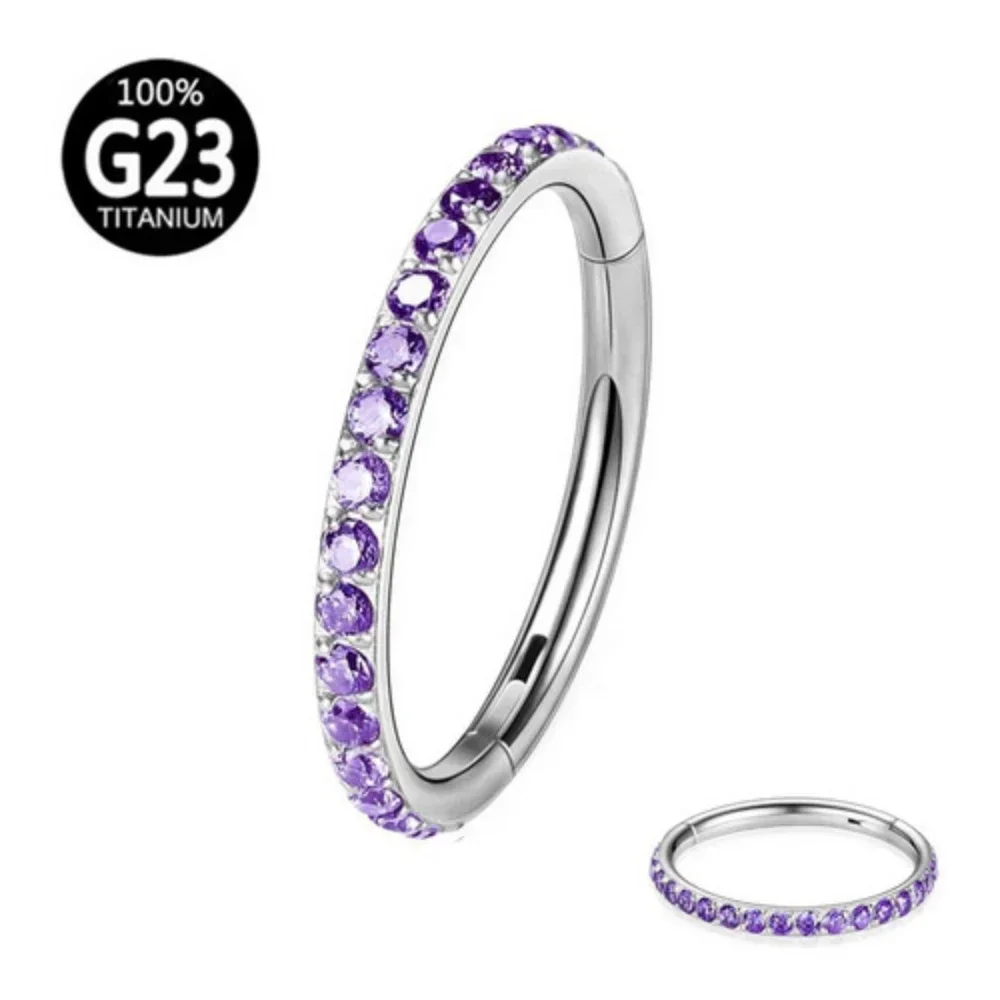 G23 Titanium Multi Color Zircon 6-12mm Nose Ring Septum Clicker Ear Helix Tragus Conch Piercing