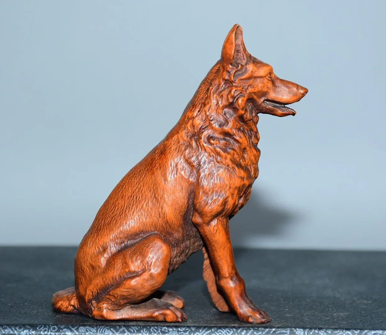 3 "المعابد النيبالية القديمة خشب البقس الذئب تمثال كلب Wangcai الكلب جمع الثروة الحلي تاون هاوس طرد الأرواح الشريرة