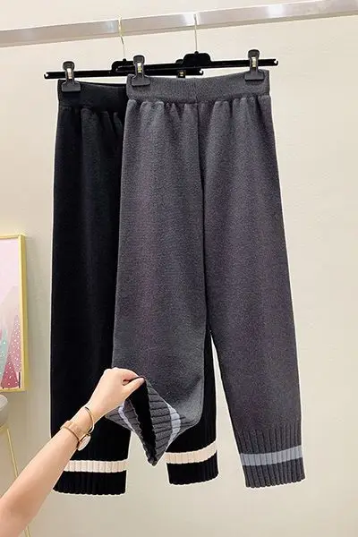 سراويل نسائية فضفاضة غير رسمية جديدة مرنة عالية الخصر واسعة الساق سراويل غير رسمية بطول الكاحل سراويل نسائية لخريف وشتاء 2025 CQ55