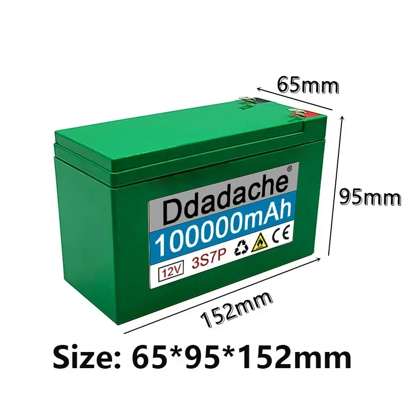 New 12V 3s7p lithium ion battery100Ah is suitable for outdoor lighting of agricultural sprayer sound reserve battery+ charger