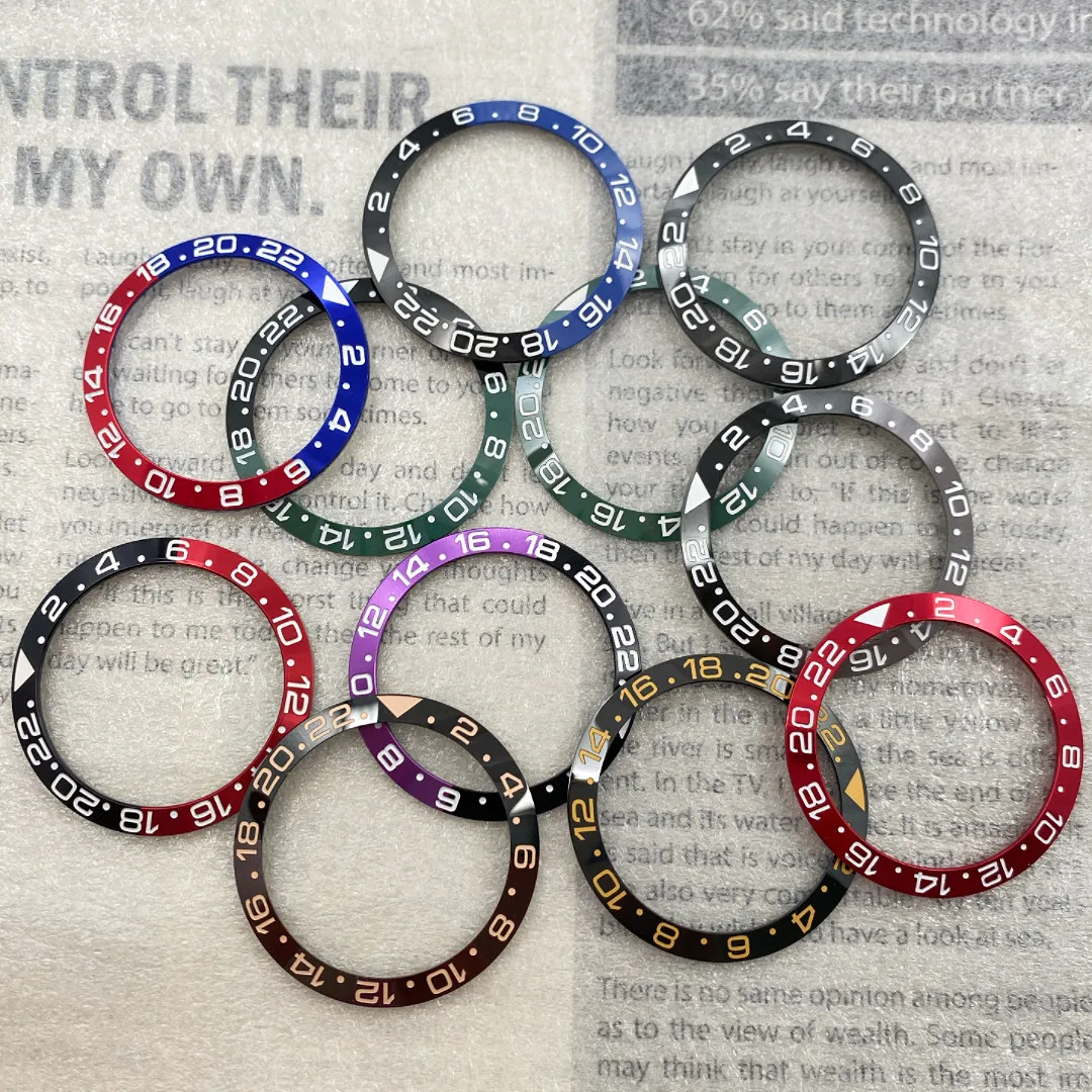 

Watch Accessory Bezel GMT Colorful Aluminum Bezel 38mm Ceramic Bezel Replacement Watch Case Outer Ring