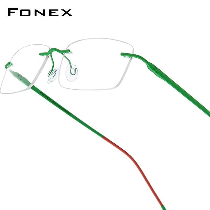 

FONEX Titanium Glasses Frame Women New Brand Design Square Frameless Eyeglasses Men Ultralight Screwless Japanese Eyewear 85853