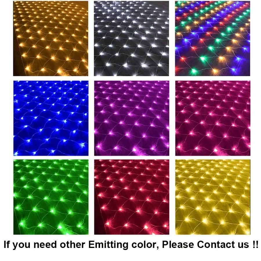 1.5x1.5/3x3/10x1/6x4M LED Net Mesh Light Christmas Window Curtain String Light Outdoor Fairy Net Light for Wedding Holiday Decor