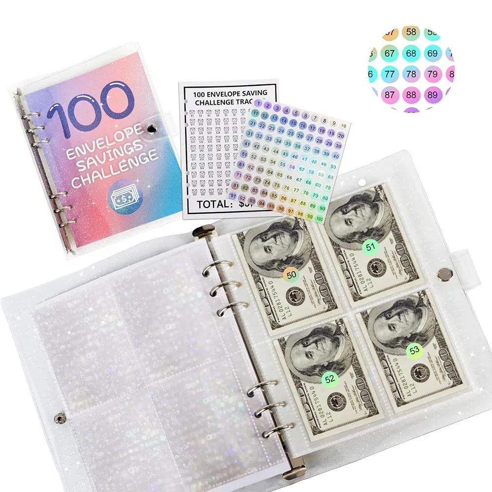 100Envelope Challenge Binder Couple Challenge Event Notepad Savings Folder Money Saving Binder Budget Planner LooseLeaf Notebook
