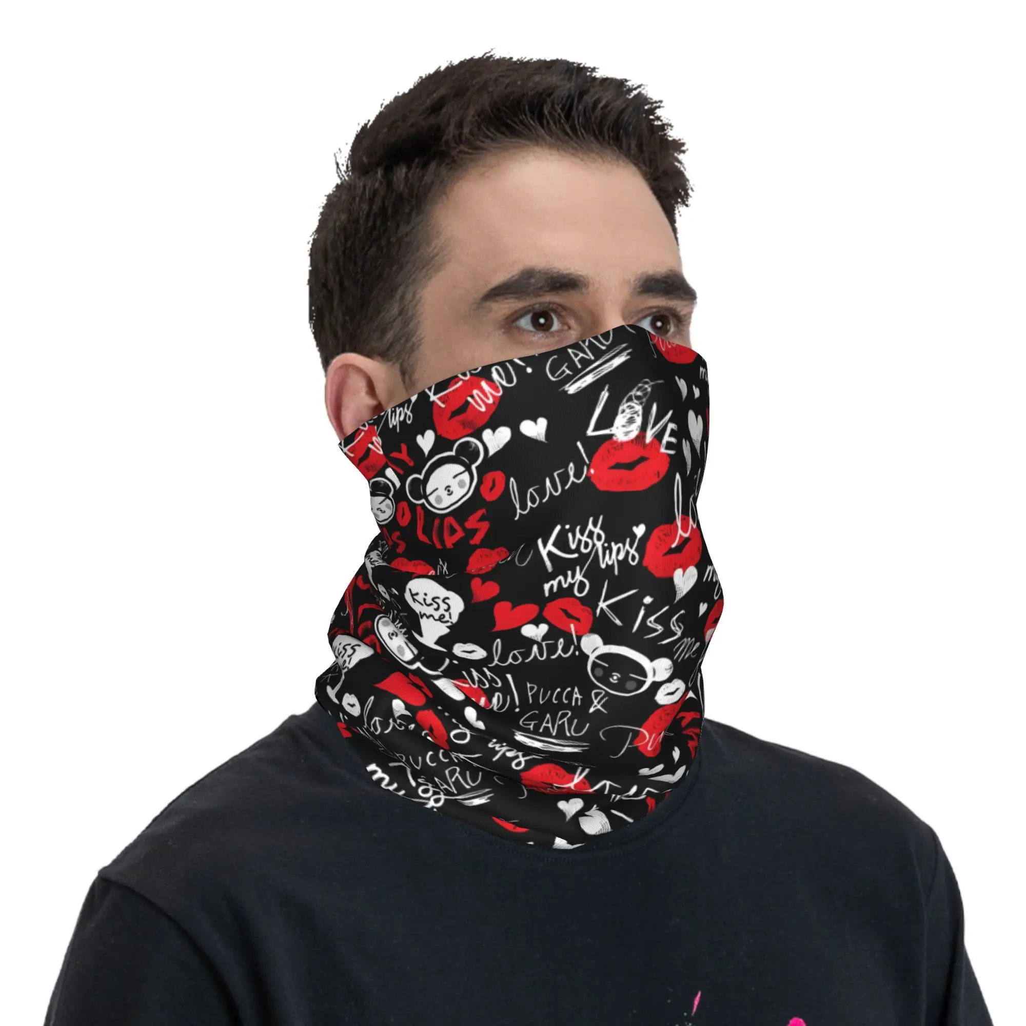Custom Pucca And Garu Bandana Neck Warmer Men Women Winter Hiking Ski Scarf Gaiter Cute Catoon Face Cover view 4