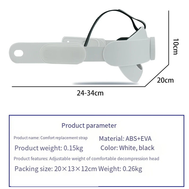 Sangle de casque VR pour Oculus Quest 3, bande de sauna réglable, coussin de tête respirant, plastique blanc, 1 PC