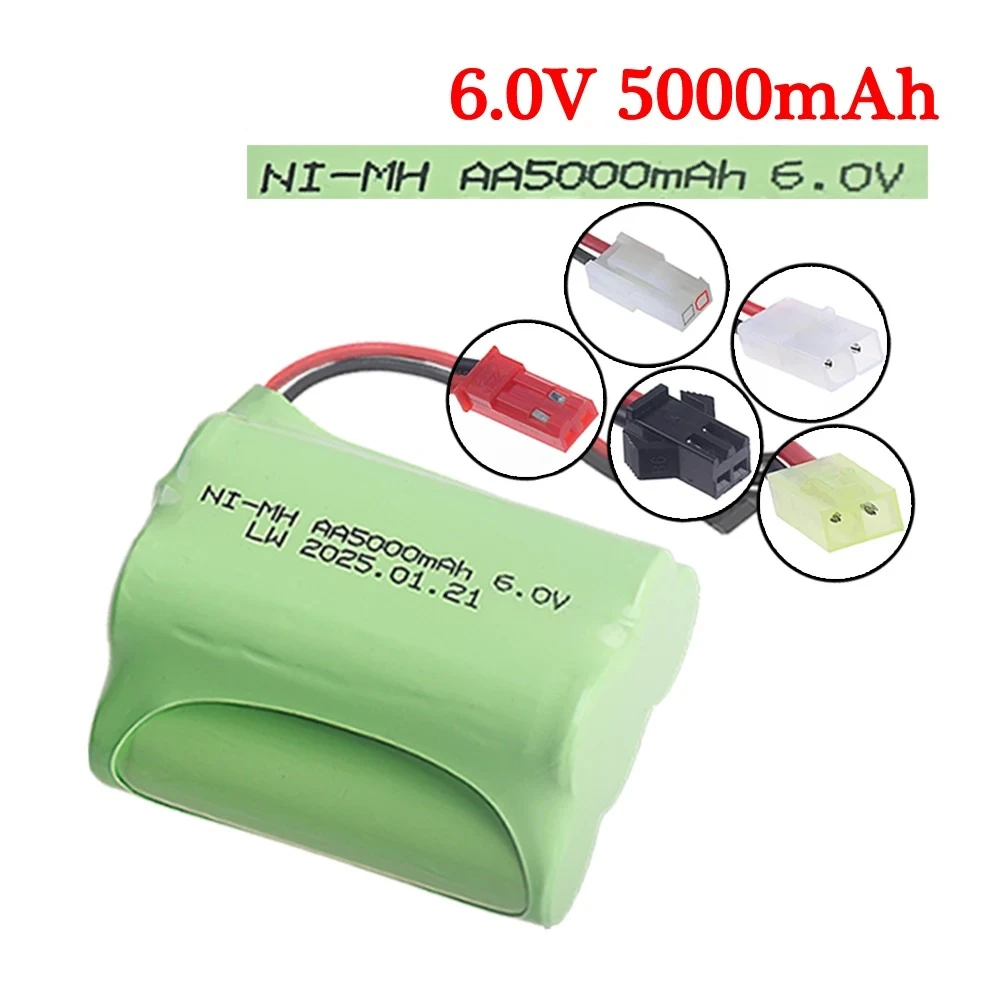 6.0V 5000mah NI-MH Battery for RC Electric Toys Cars Trucks Tanks Boats 6V NiMh AA Upgrade 3000mah 6v SM/JST/TAMIYA Plug