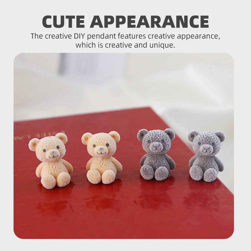

3pcs Bear Pendant Coffee White Beige DIY Jewelry Making Supplies Cute Flocking Plastic Charm Necklace Earrings Bracelet