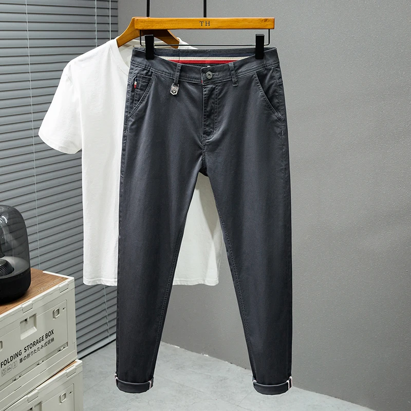 

2024 New High end Light Business Jeans for Men's Large Size Small Straight Western Pants Elastic Slim Fit Plus Long Pants