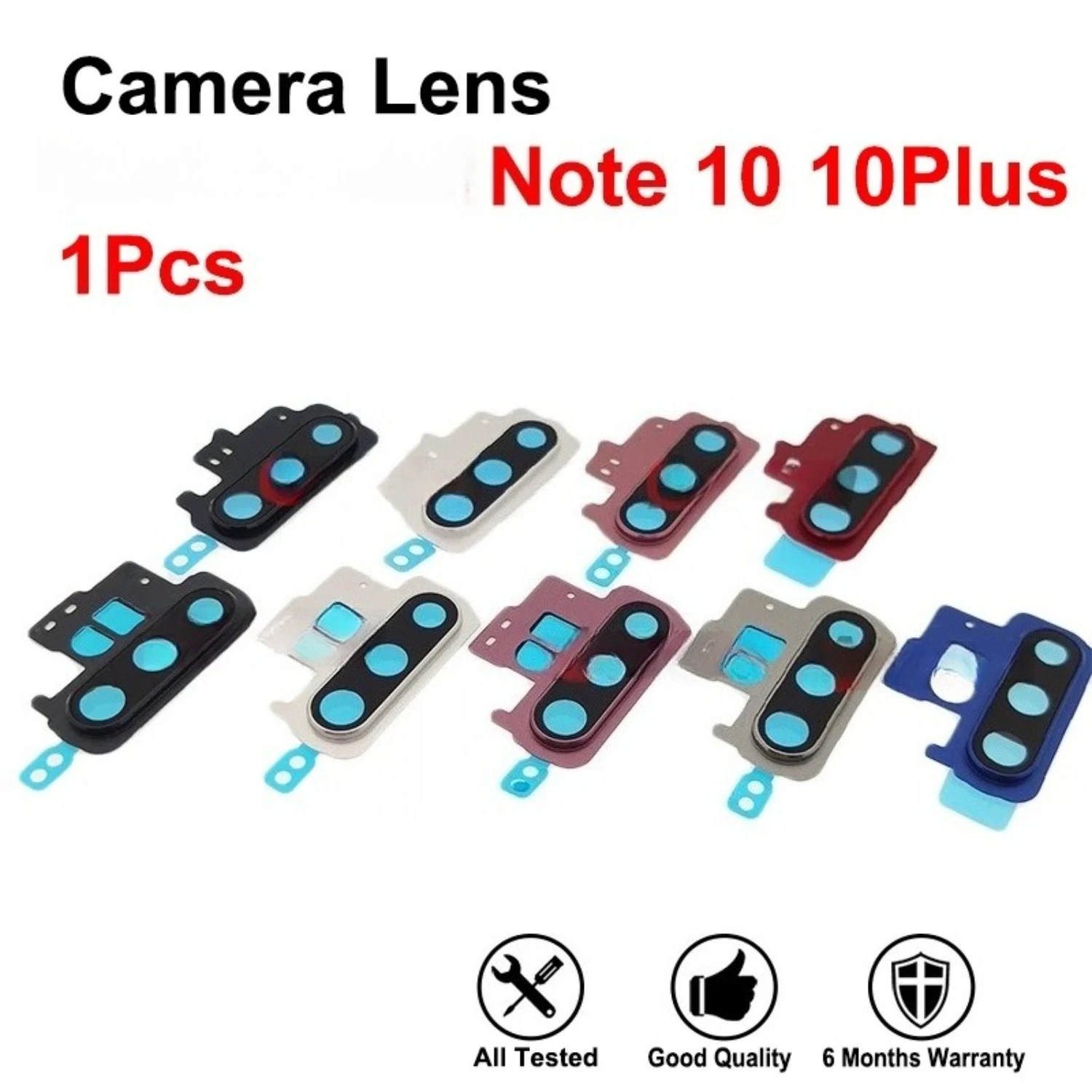 

Galaxy Note 10 Plus Camera Lens with Frame - Black, White, Red, Blue Options. Easy Replacement!