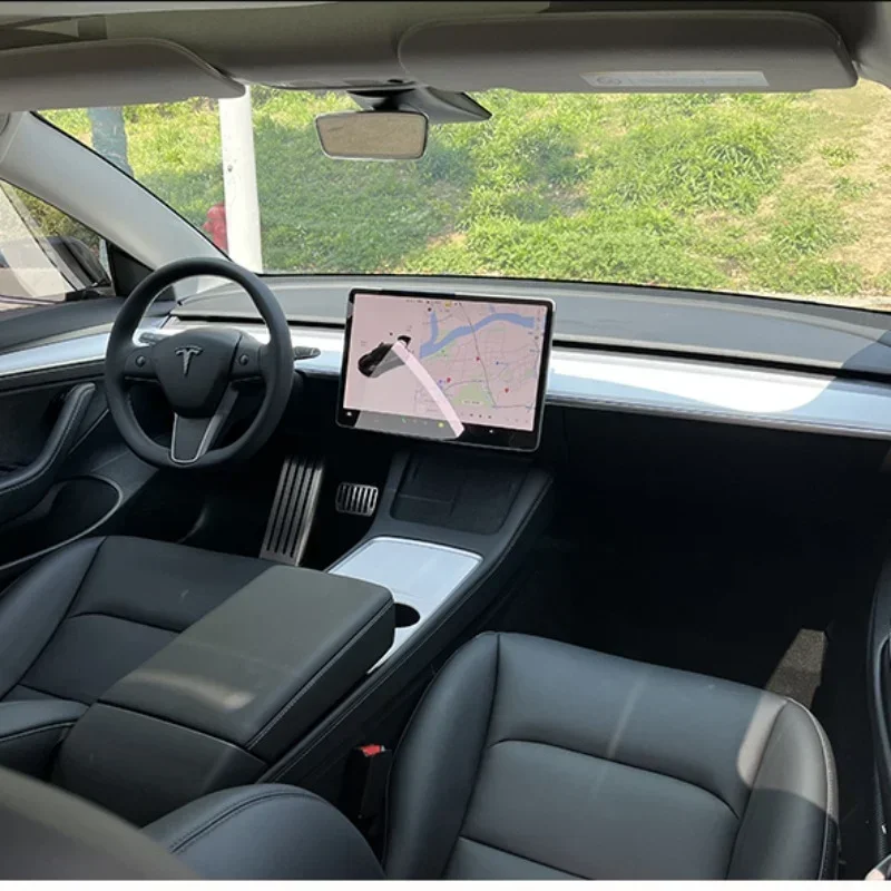 Per Tesla Model 3 Y Door Side Trim Cover interni cruscotto e porta modifica legno Decor Adhensive fibra di carbonio ABS