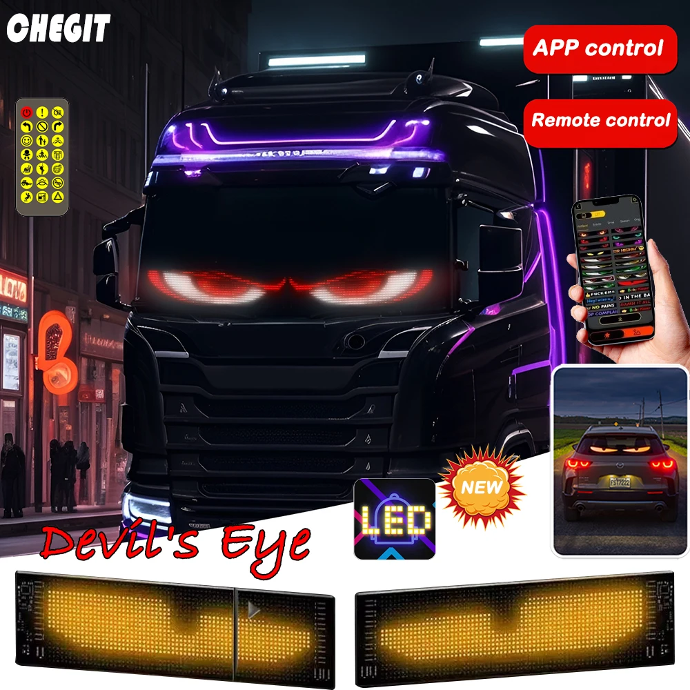 Demon Eyes Car LED Logo APP LED Matrix Pixel Panel Night Light DIY Programmable Flexible LED Display for Car Truck Accessories