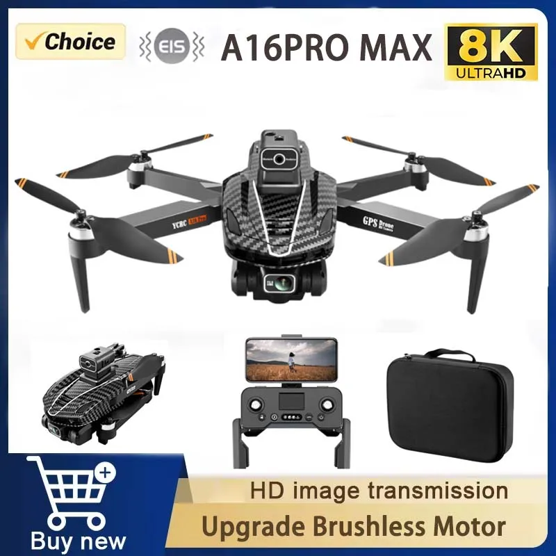

Новый A16 Pro Max 8K HD Дрон 4K Система тройной камеры GPS Автоматическое возвратное предотвращение препятствий Складной квадрокоптер для взрослых и начинающих