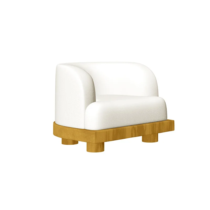 

Log design solid wood three-seater fabric sofa wabi-**** Nordic style combination single lazy sofa