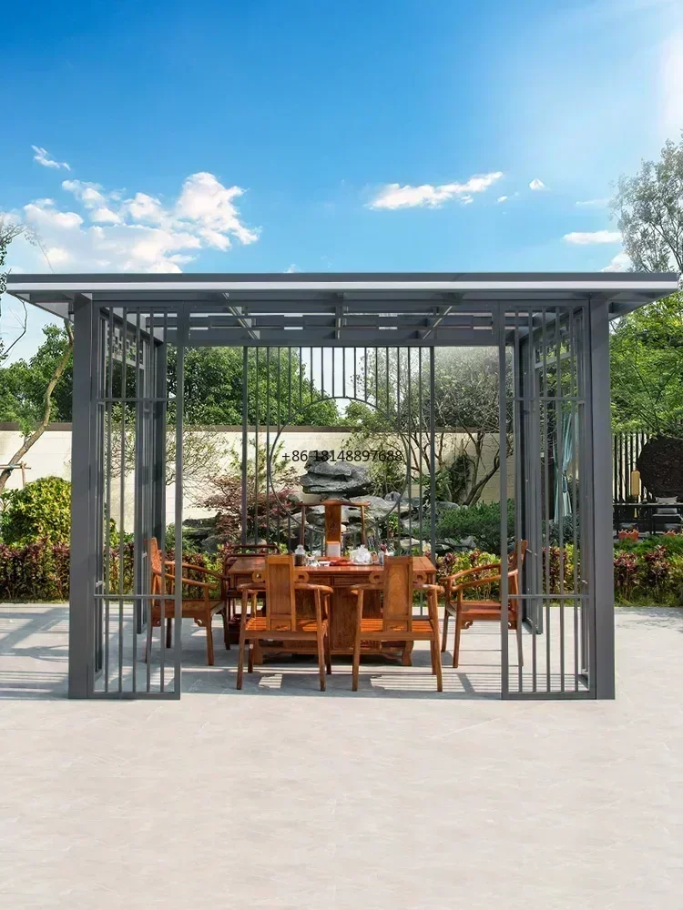 Outdoor gazebo courtyard garden villa new Chinese aluminum alloy pavilion custom outdoor awning sun room