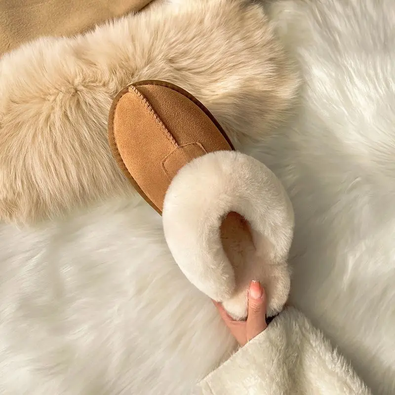 Fluffy Winter Slippers For Women Furry Fuzzy Home Shoes Faux Fur House Plush Slippers Indoor Warm Comfy Mute Flats Slide