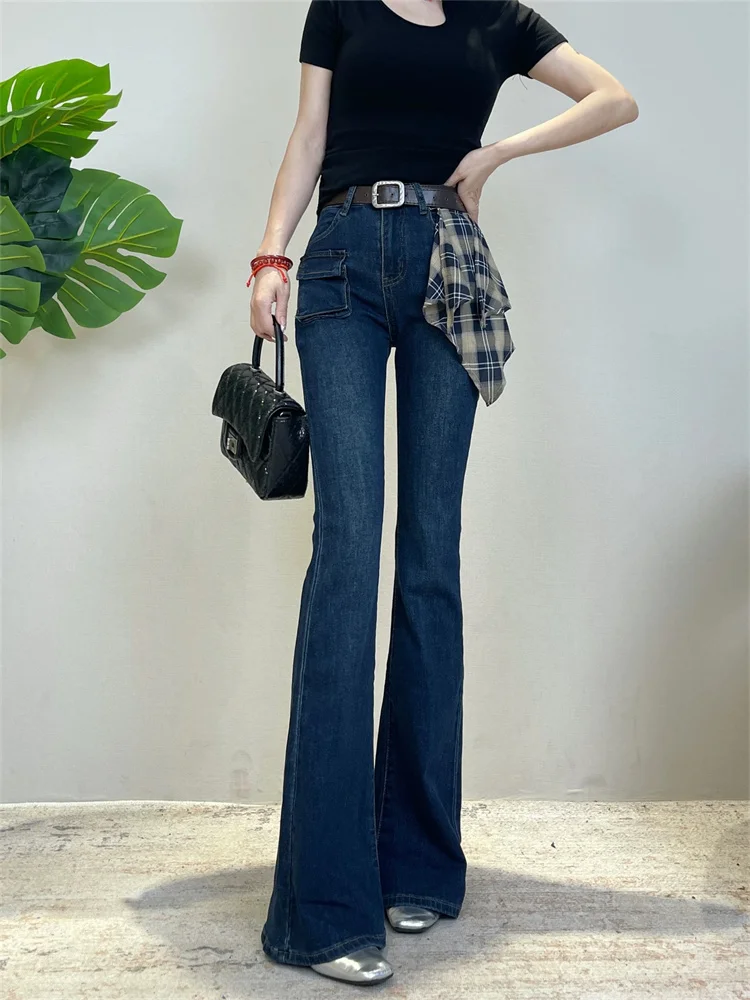 

Sweetheart Flare Jeans for Women Autumn 2025 New Pants Designed with Scarf Slim Fit High Waisted Slimming Bell Bottoms
