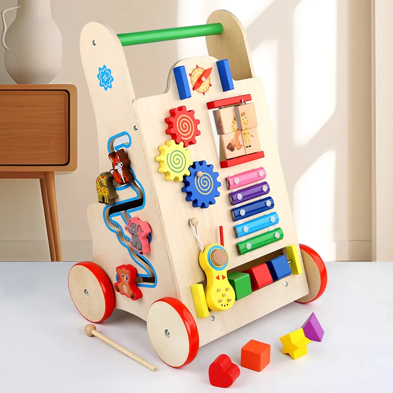 Giocattolo per bambini Multi-funzione Walker Puzzle Montessori Educazione Occupato Bordo Giocattolo Auto Parenting in legno Giocattoli matematici per bambini Giocattoli interattivi
