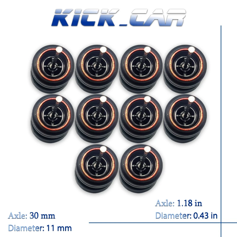 1/64 Wheels with Fixed Rubber Tires Four Spoke for Toy Models