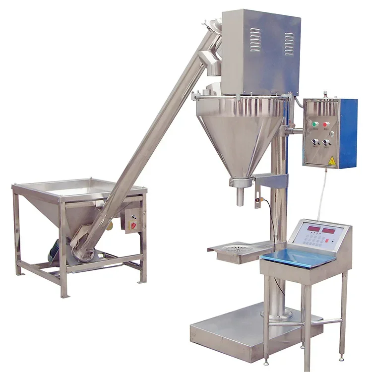 Automatic auger hopper filler and Spiral feeding mache/Chicken Washing powder flour weighing packaging machine