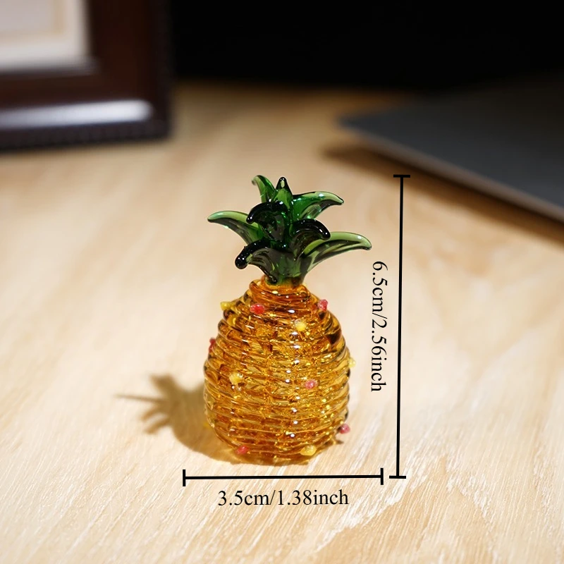 Pineapple Handmade Glass Ornament Intricate Wire Wrapped Fruit Statue Elegant Office Desk Decor Home Figurines Decoration Crafts