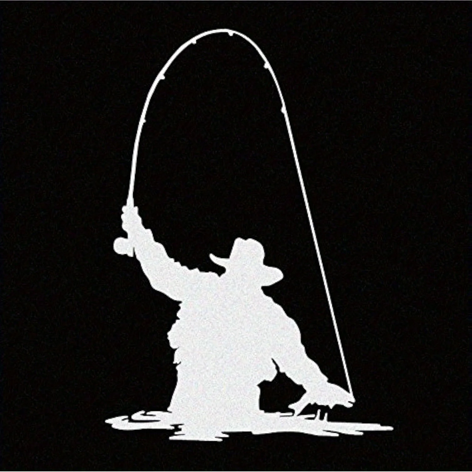 1Pc 2D Flat Trout Fisherman Silhouette Vinyl Sticker, Waterproof White Decal For Car Window Decor, Holiday Gift