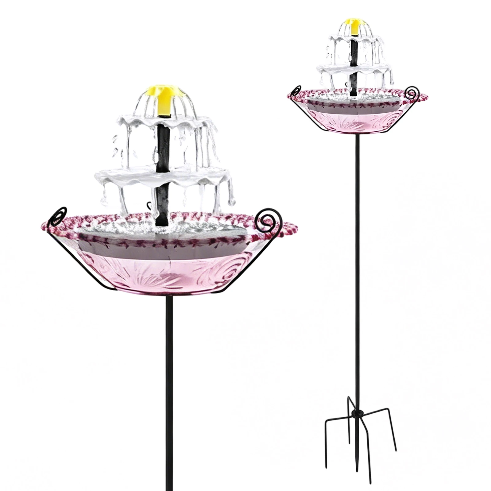 Bird Bath for Outside with Solar Fountain Bird Drinking Station Hummingbird Watering Container Garden Accent for Yard and Patio
