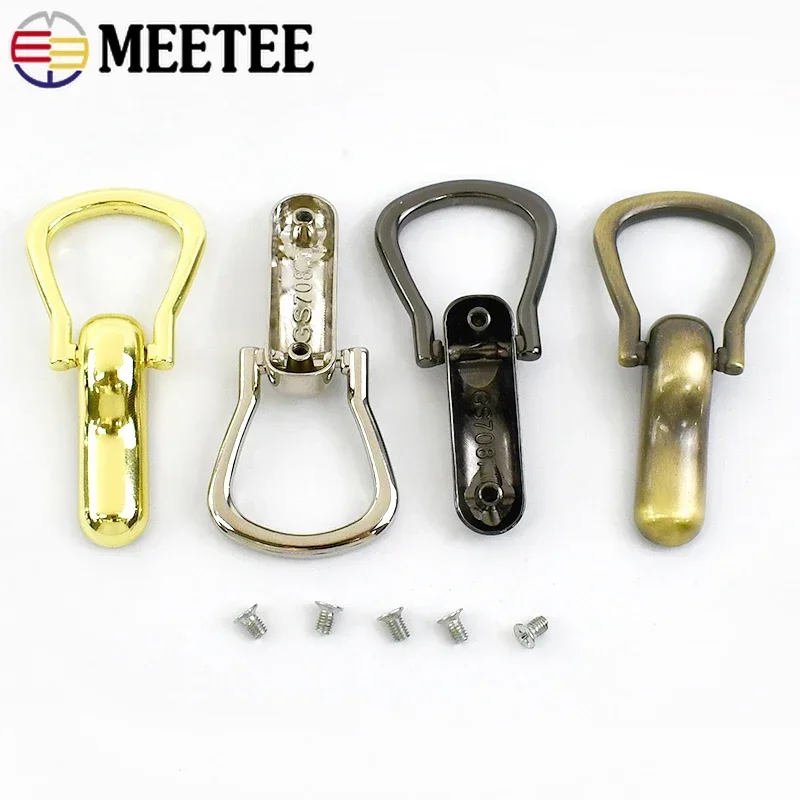 4/10Pcs Meetee Metal Bag Side Clip D Ring Screw Buckles Handbag Strap Connector Clasp Hanger Hook Hardware Sewing Accessories