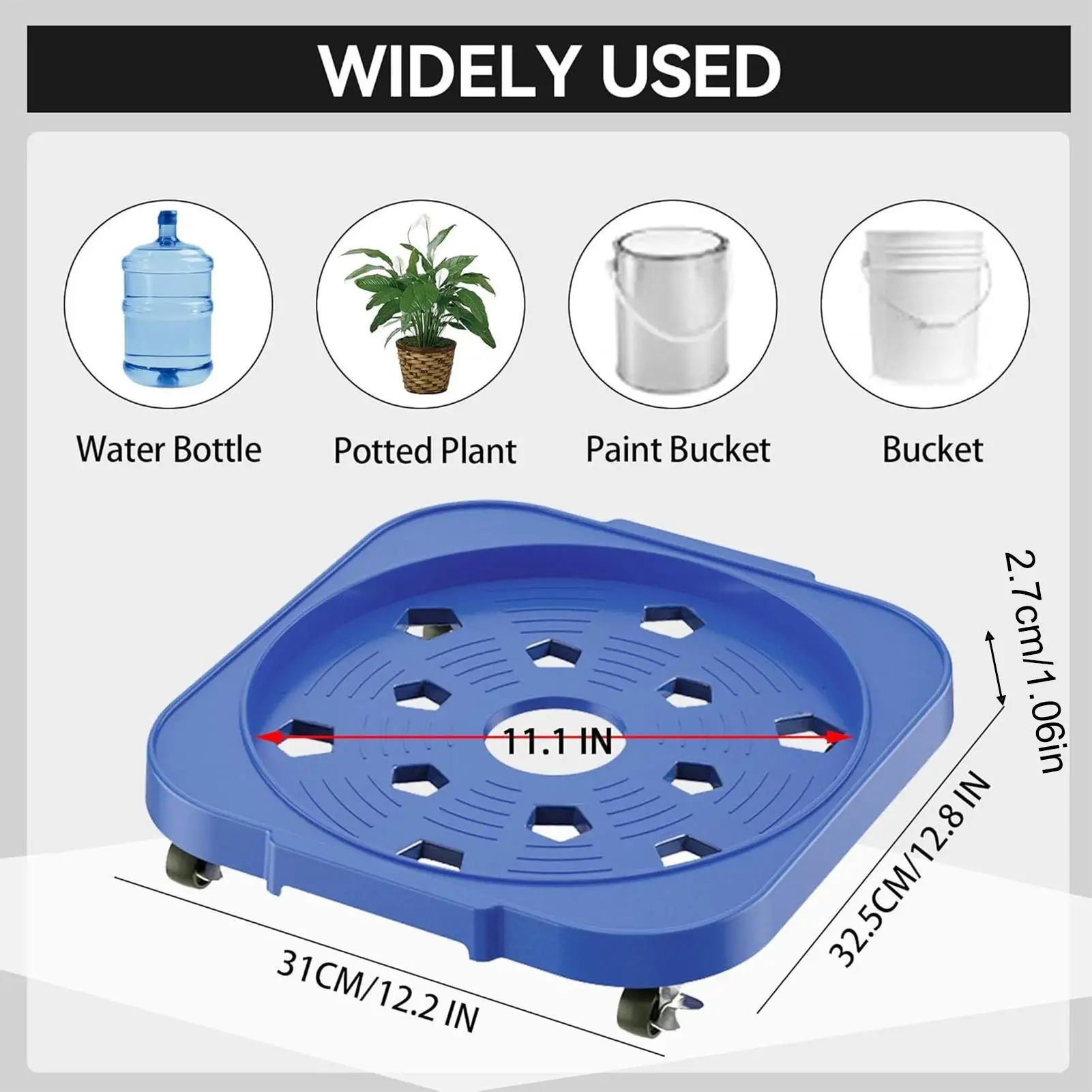 Bucket Wheels 360 Swivel Casters Holder with Brake System 5 Gallon Bucket Wheels for Flower Pot Home Indoor Outdoor Dorm