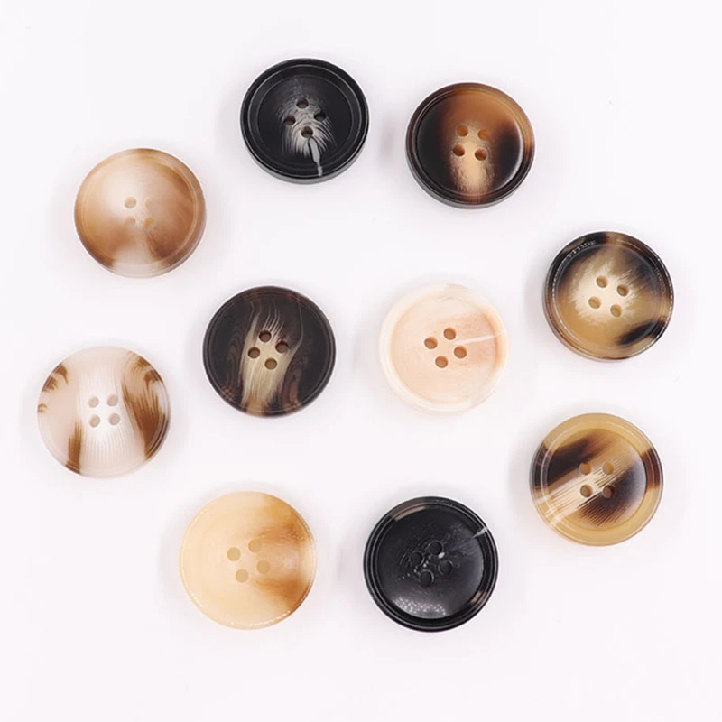 100Pcs/Set Imitation Horn Resin 4 Holes Buttons for Clothing Sweater Suit Coat Vintage Decoration Vintage Button DIY Accessories