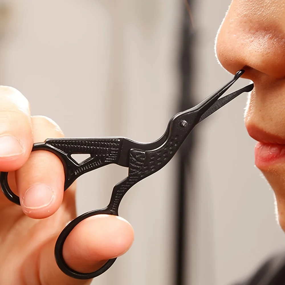 กรรไกรตัดขนจมูกปลายมน เครื่องเล็มหนวดเครา สำหรับคิ้ว รูจมูก สแตนเลส คุณภาพระดับมืออาชีพ ของขวัญคริสต์มาส