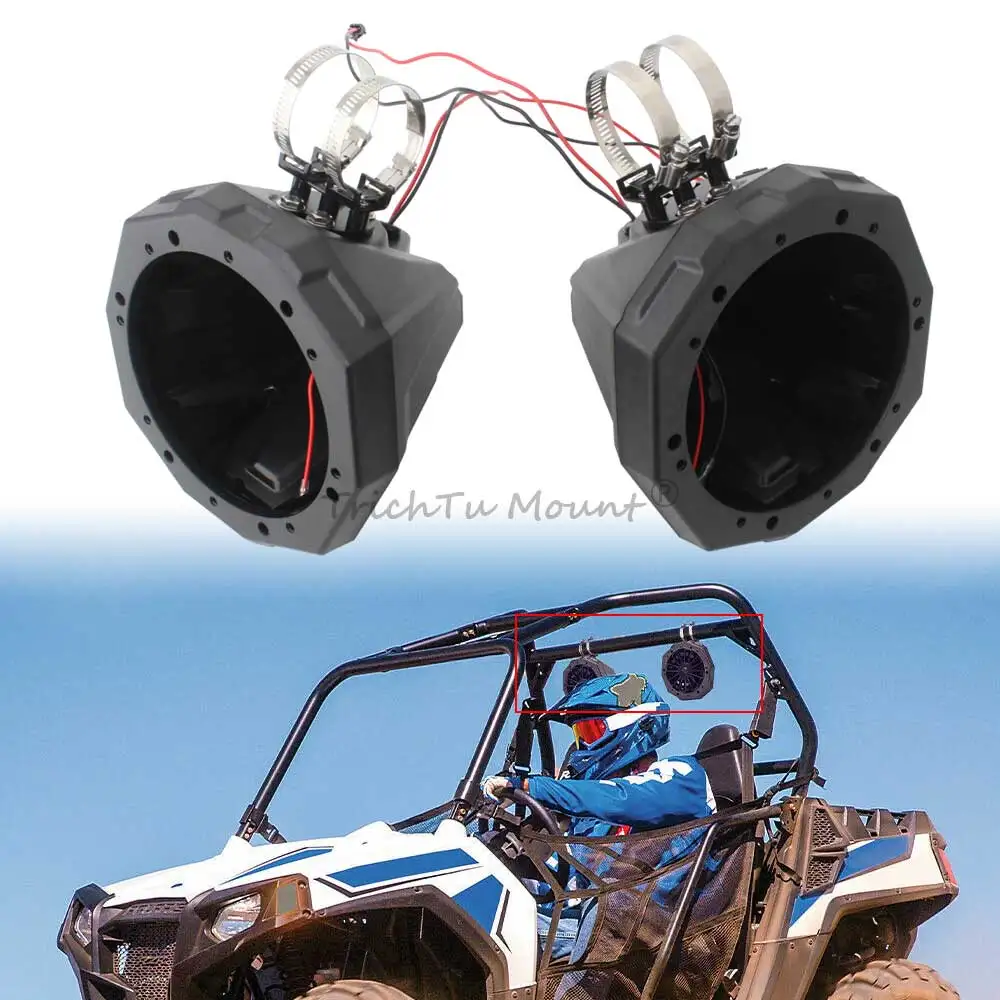 6.5-Inch UTV ATV Speaker Housing Accessories Universal For 1.5-2.0Inch Diameter Roll Bar For Kawasaki Mule /Teyrx Polaris RZR900