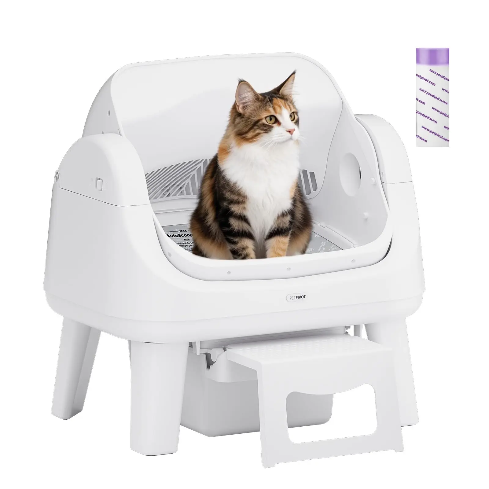 Open Top Self Cleaning Cat Litter Box, Automatic Litter Box with 7 Pairs of Safety Sensors, Anti-Pinch Protection and