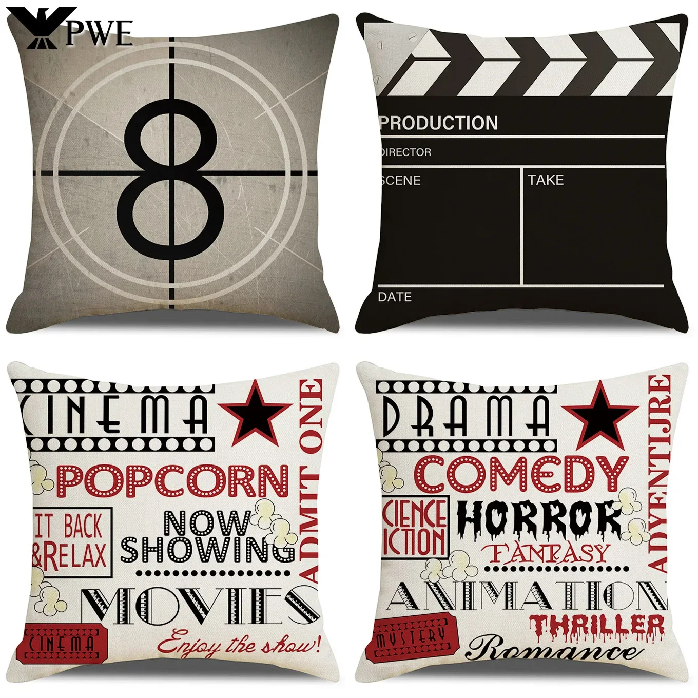 Home decoration Cushion cover Retro movie subtitle Pillow case 45x45cm Pillowcase Linen Throw Pillow cover Sofa Cushion Cover