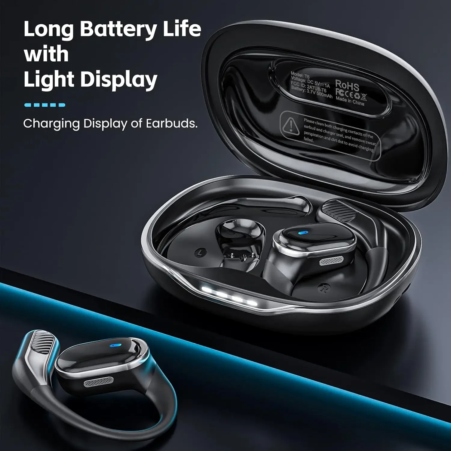 2025 New Open Ear OWS Earphones Bluetooth 5.4 Wireless Headphones HiFi Sound Headset Touch Control TWS Earbuds 10 Hours Playback